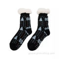 China Anti-slip Lounge Knitted Slipper Socks With Sherpa Lining Supplier